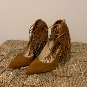 Zara Fringe Ankle tie pump